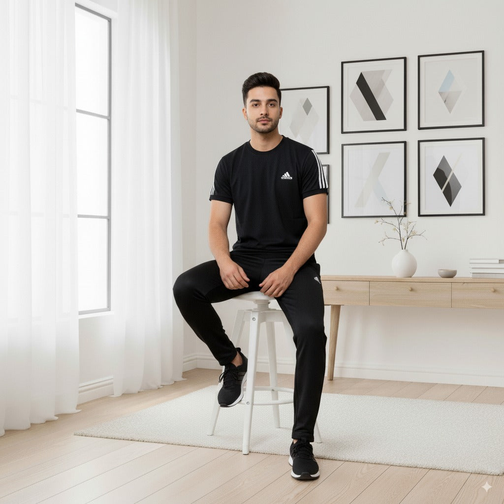 Adi Summer Terry Jersey Tracksuit | Black