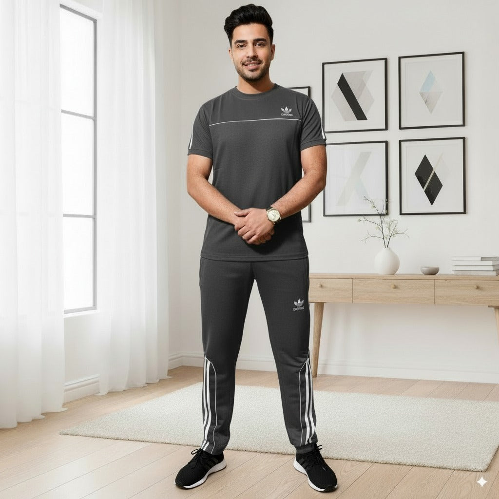 Adi Summer Terry Jersey Tracksuit | Charcoal