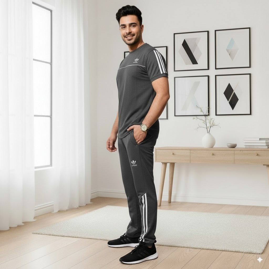 Adi Summer Terry Jersey Tracksuit | Charcoal