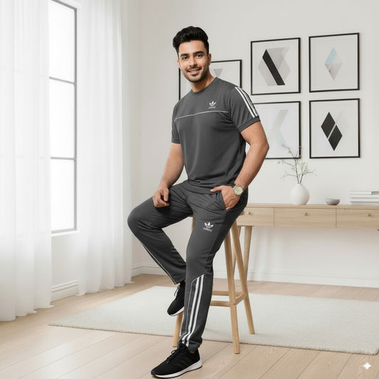 Adi Summer Terry Jersey Tracksuit | Charcoal