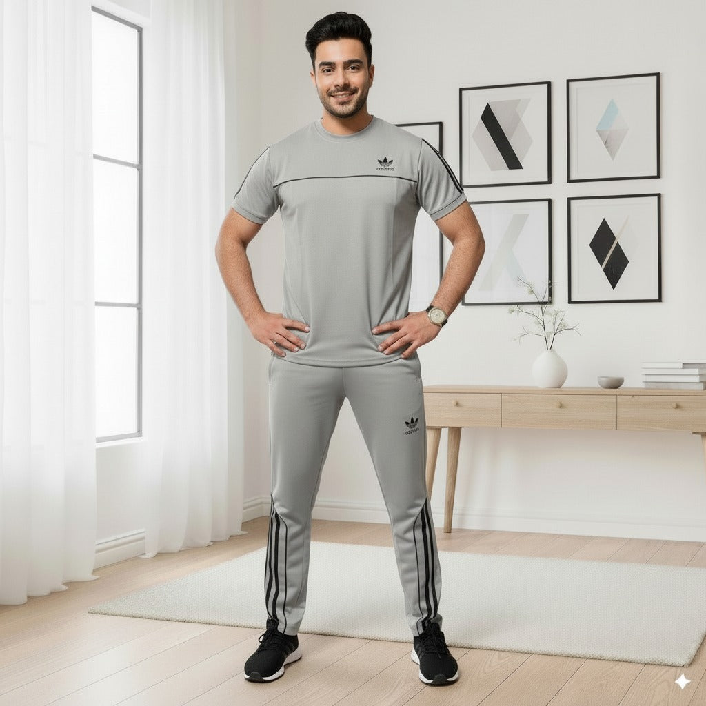 Adi Summer Terry Jersey Tracksuit | Light Grey