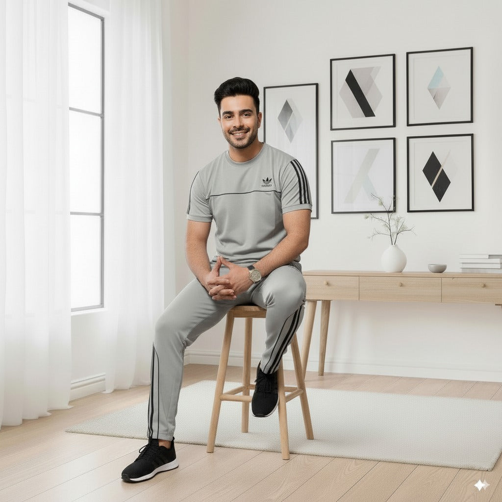 Adi Summer Terry Jersey Tracksuit | Light Grey