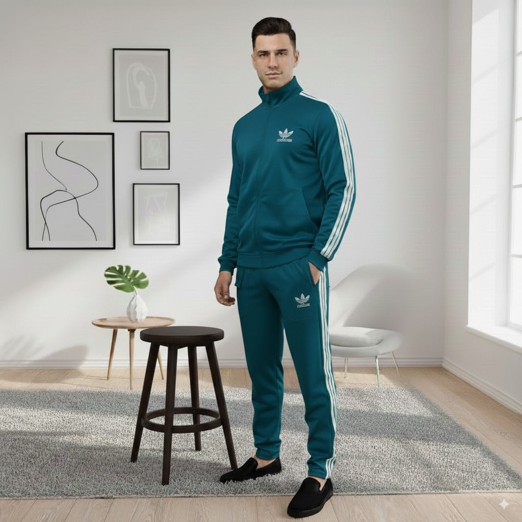 Premium Adi Zipper Tracksuit (Swiss Fabric) | Zink