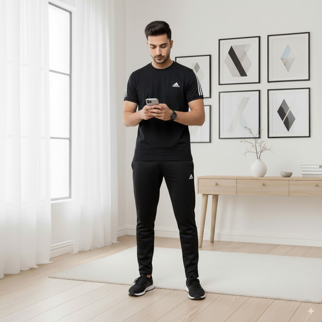 Adi Summer Terry Jersey Tracksuit | Black