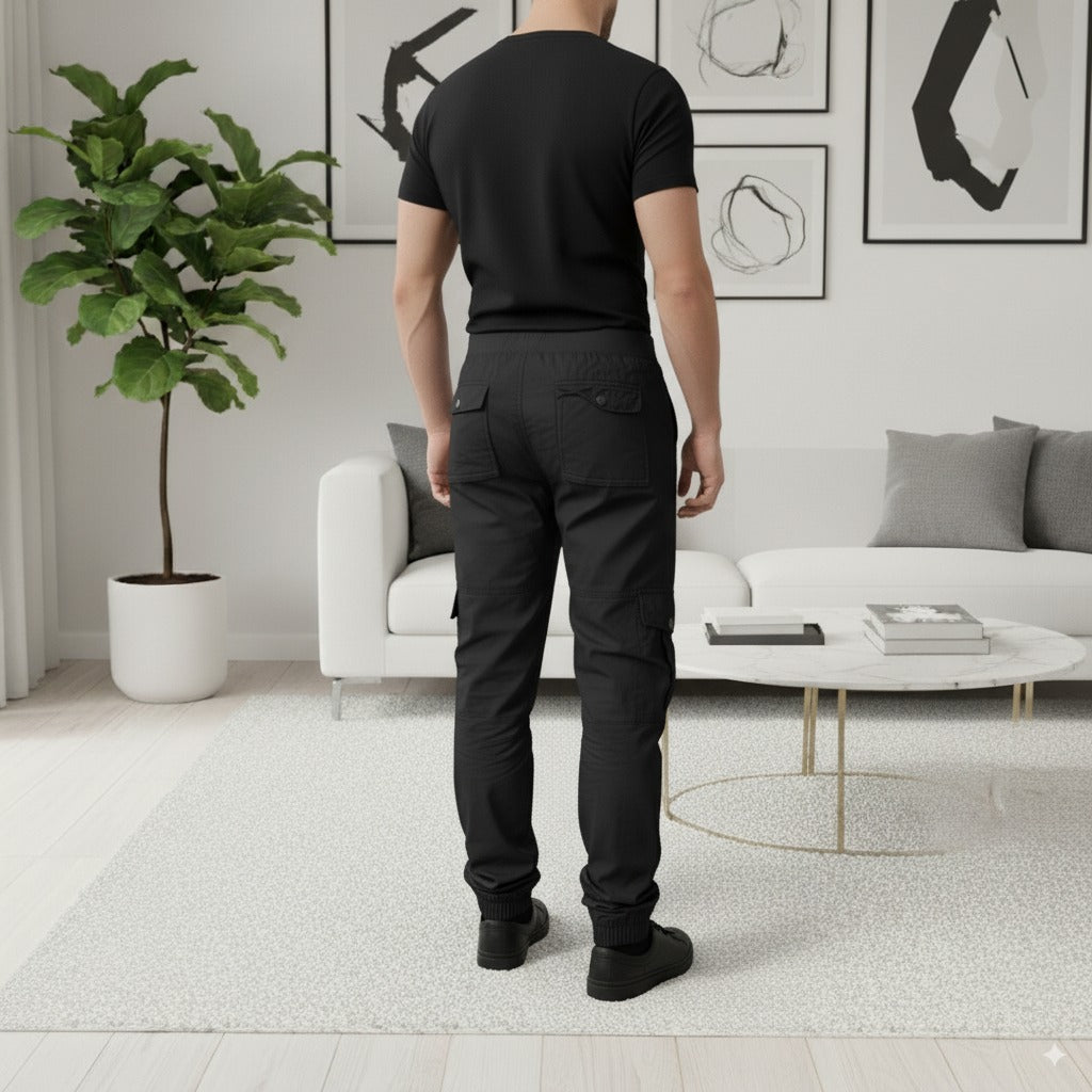Cotton Cargo Trousers 6 Pockets | Black