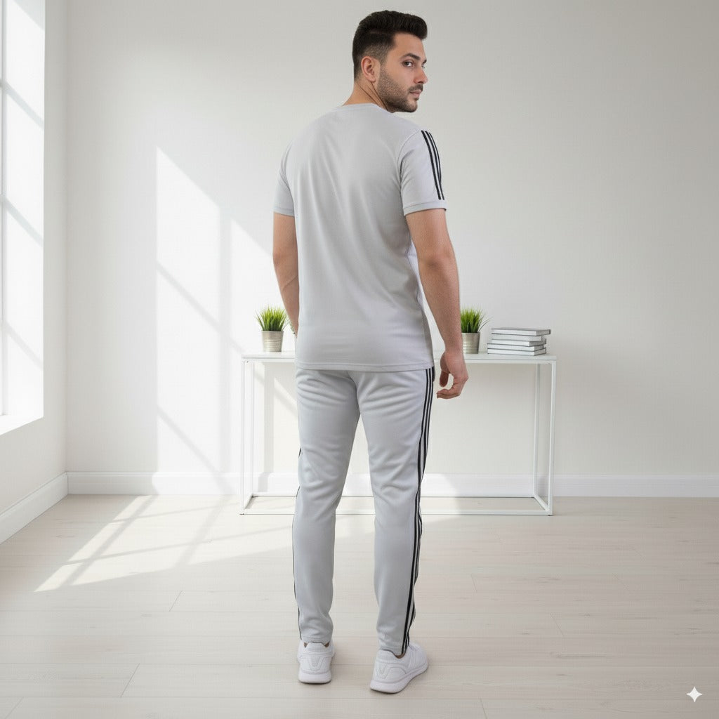 Adi Terry Jersey 3-Stripe Tracksuit | Grey