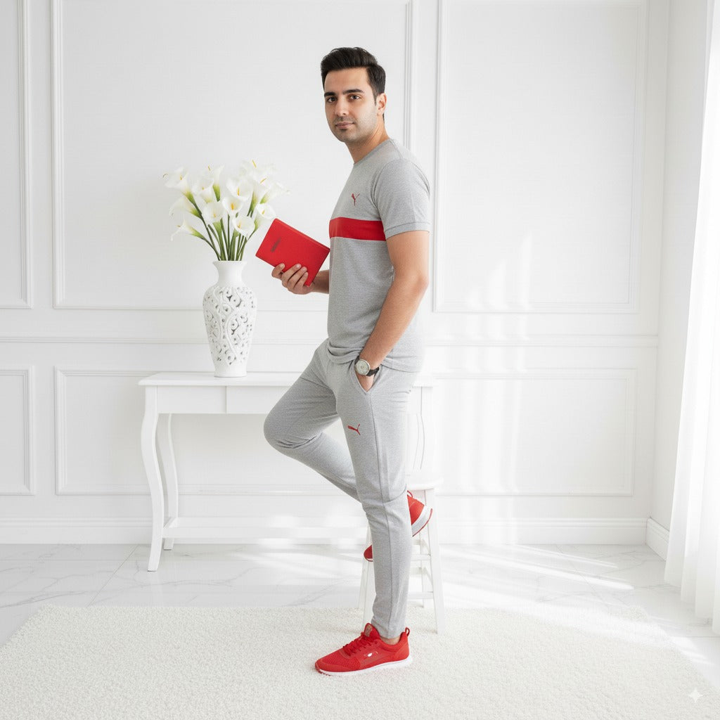 Tracksuit Pum@ Terry Jersey | Light Grey