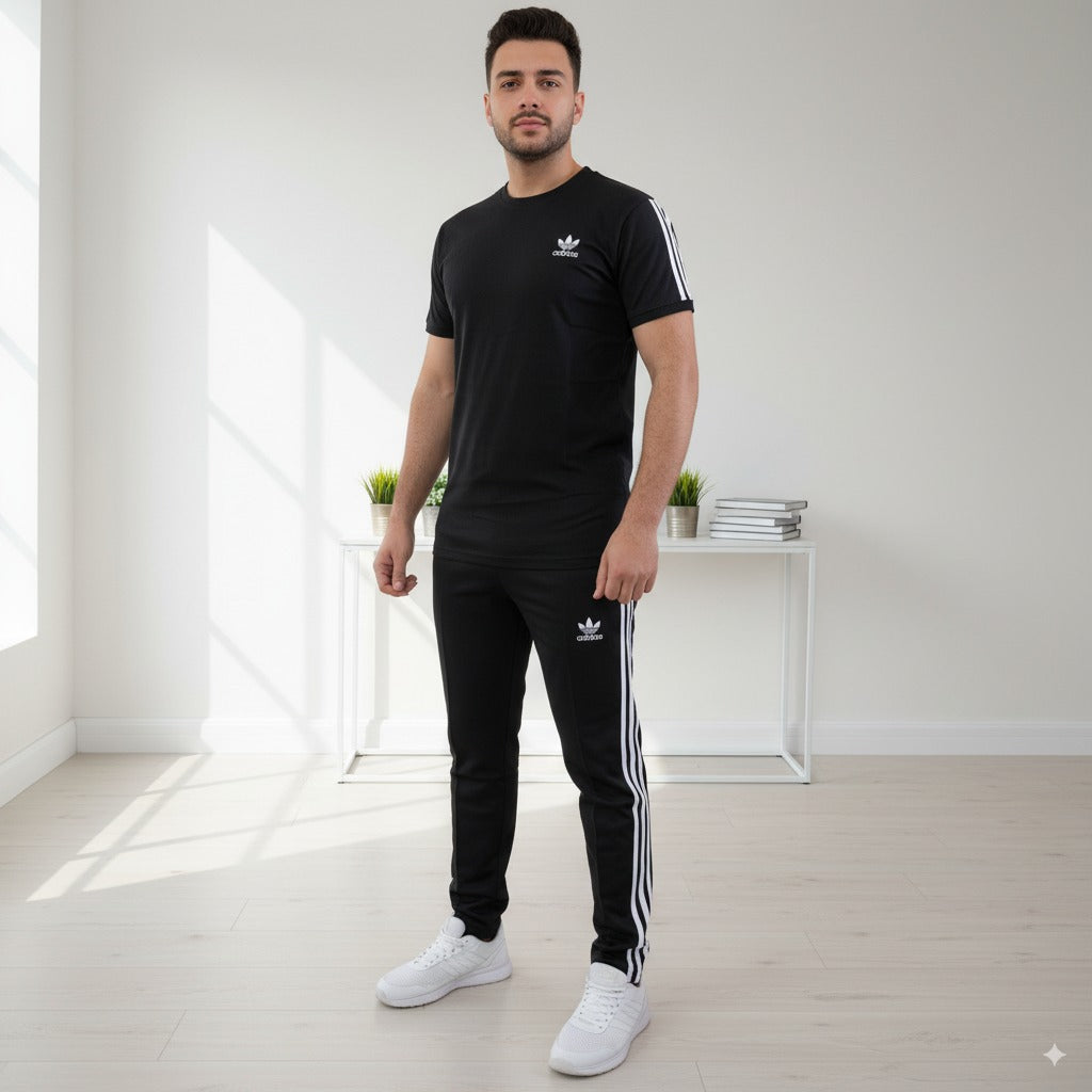 Adi Terry Jersey 3-Stripe Tracksuit | Black