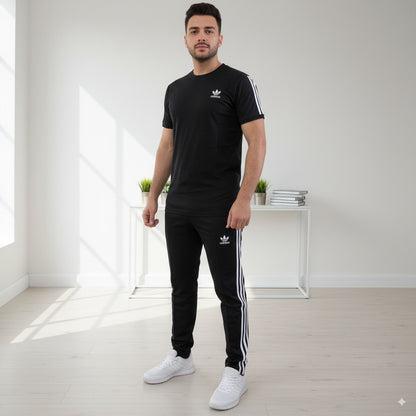 Adi Terry Jersey 3-Stripe Tracksuit | Black