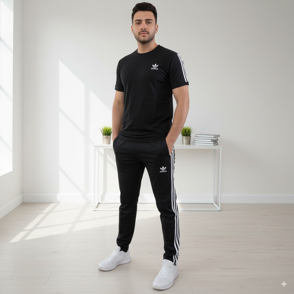 Adi Terry Jersey 3-Stripe Tracksuit | Black