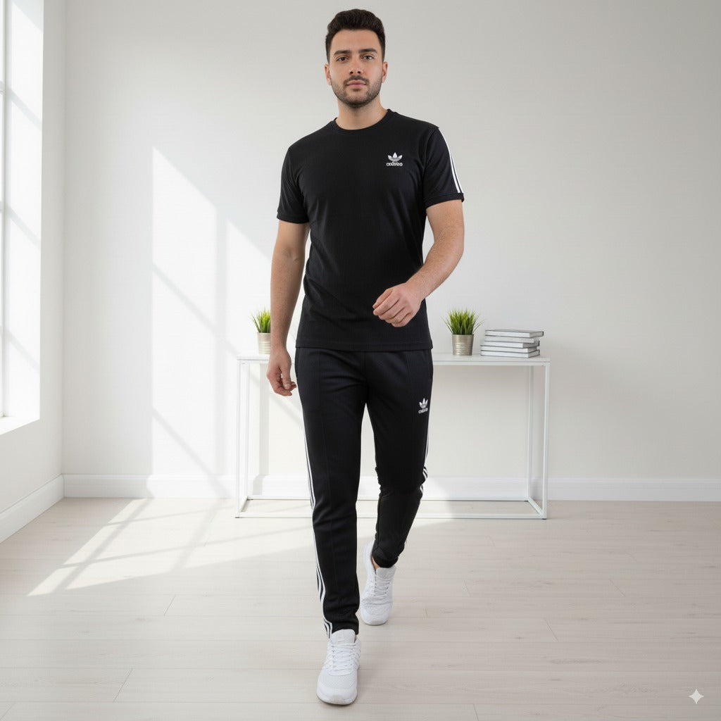 Adi Terry Jersey 3-Stripe Tracksuit | Black