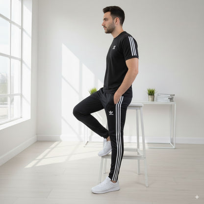 Adi Terry Jersey 3-Stripe Tracksuit | Black