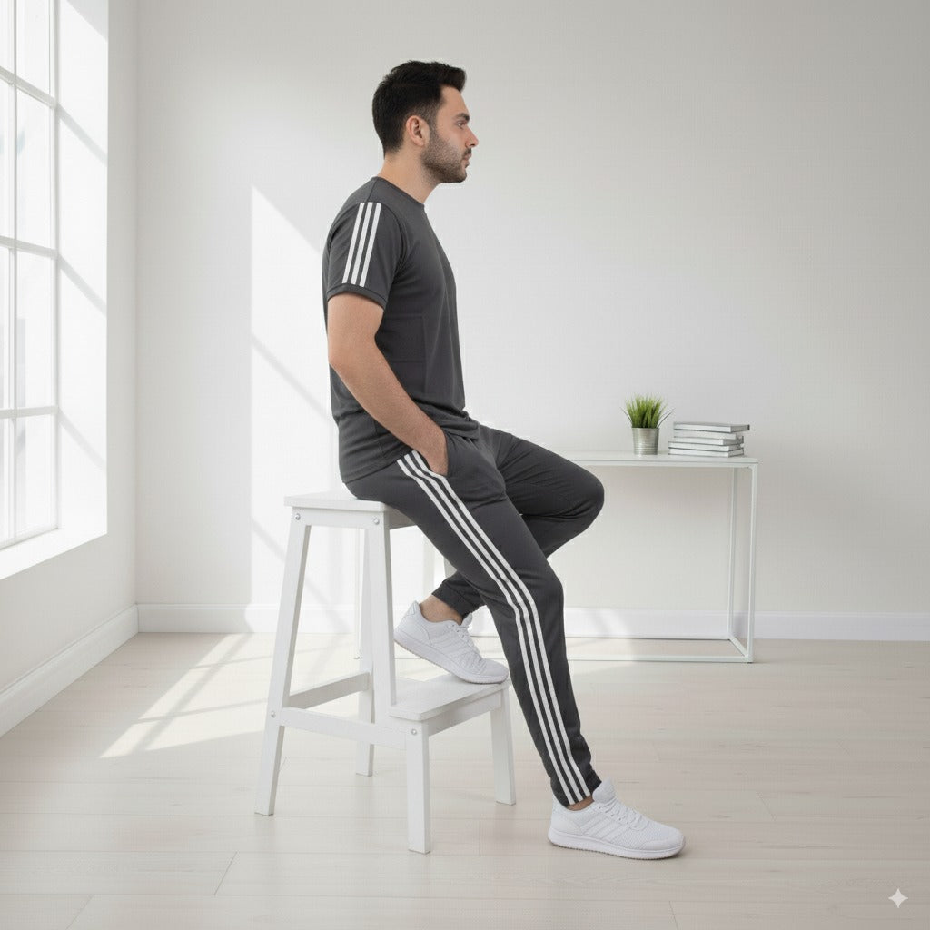 Adi Terry Jersey 3-Stripe Tracksuit | Charcoal