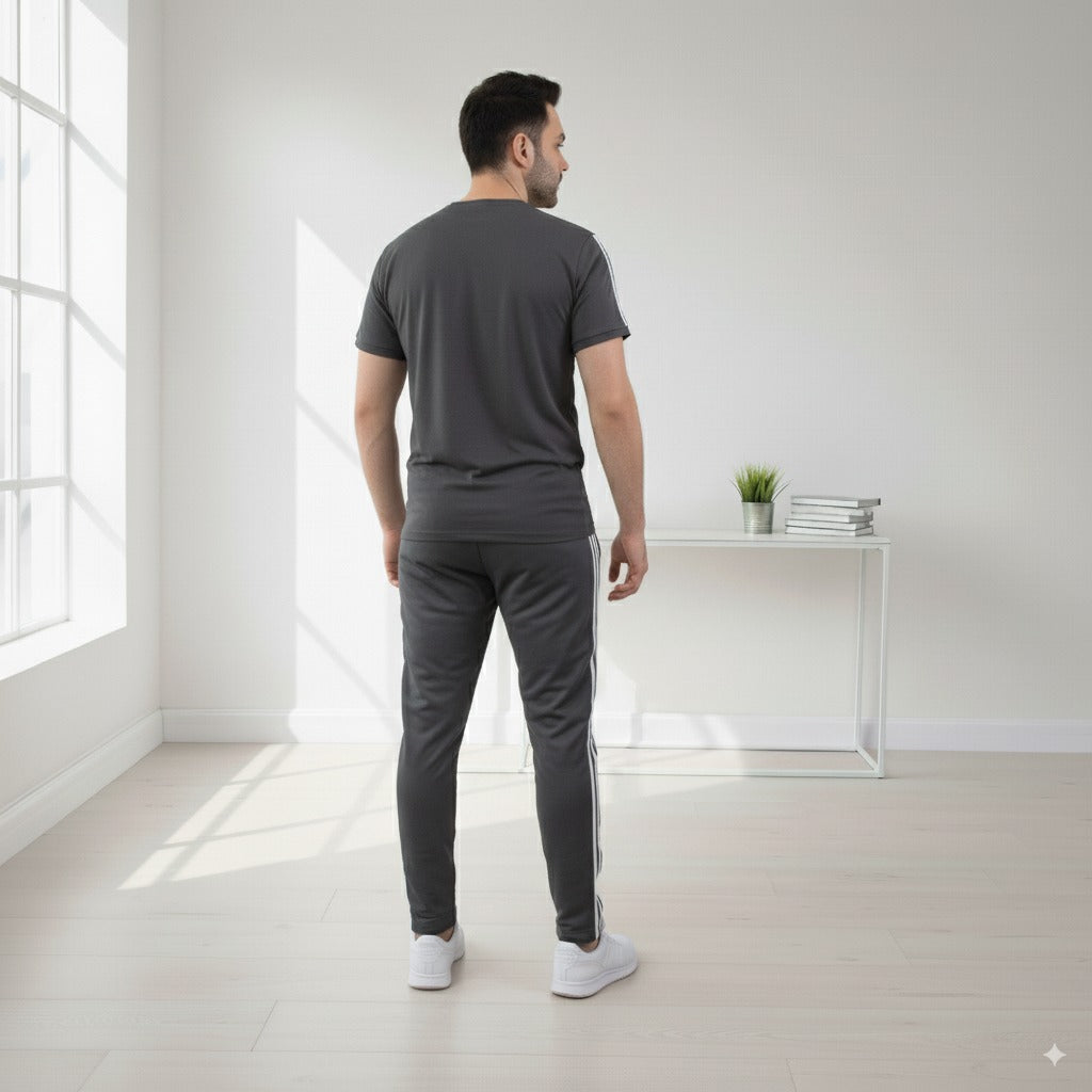 Adi Terry Jersey 3-Stripe Tracksuit | Charcoal