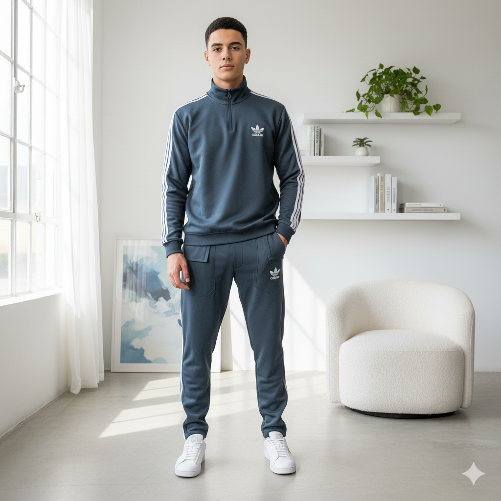 Premium Adi Zipper Tracksuit (Swiss Fabric) | Znic Grey