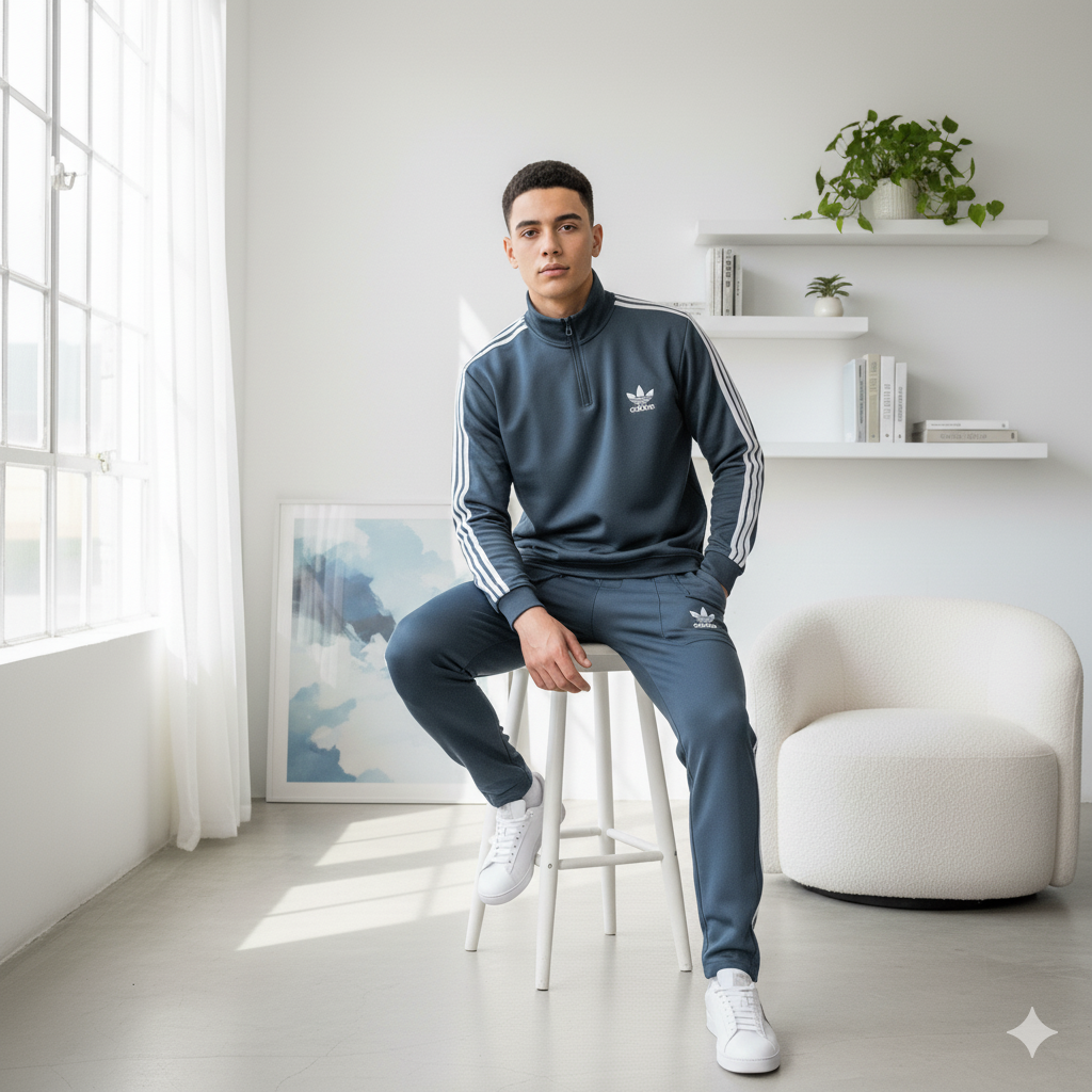 Premium Adi Zipper Tracksuit (Swiss Fabric) | Znic Grey