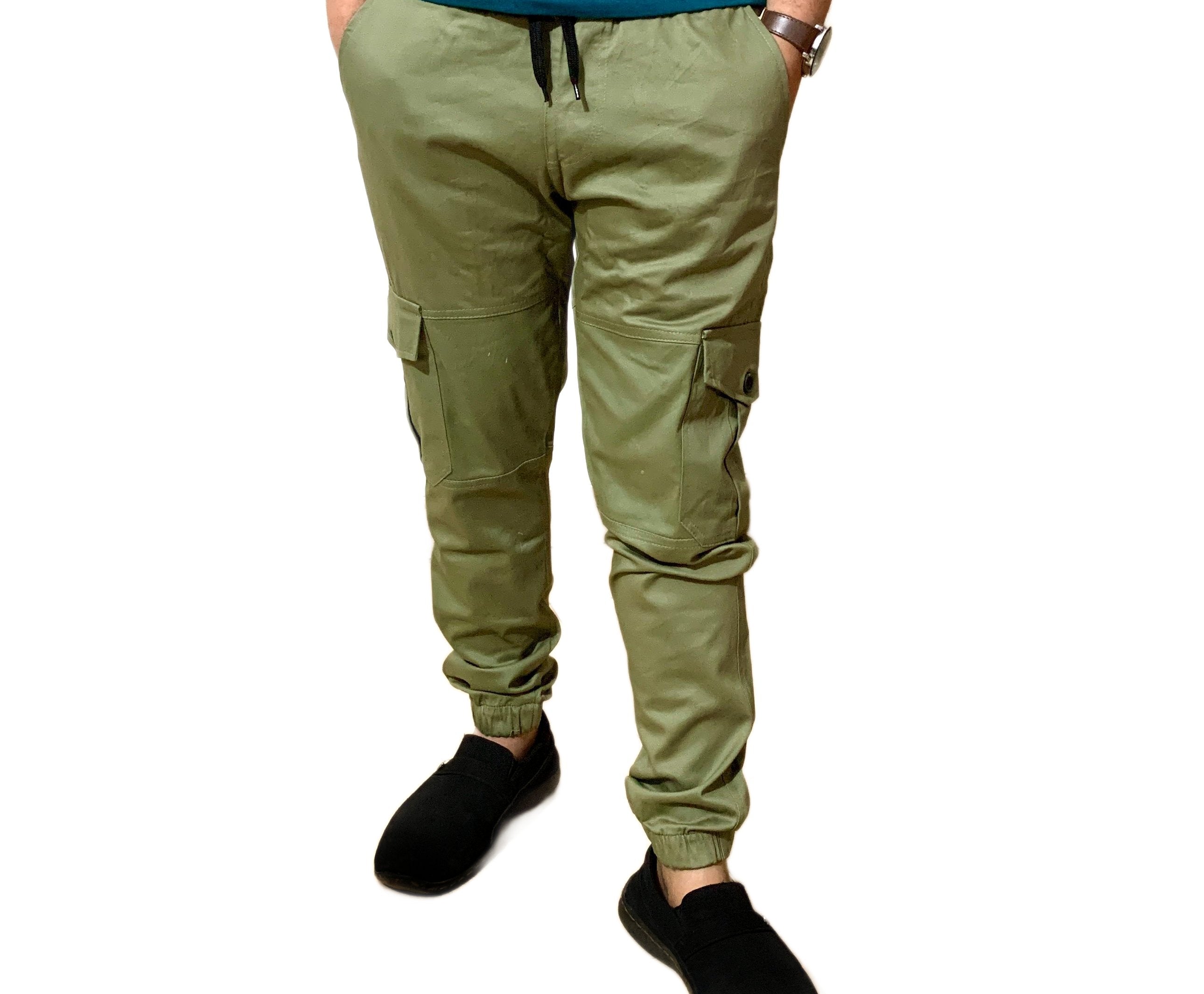 Thick Cotton Cargo Trousers 6 Pockets | Green