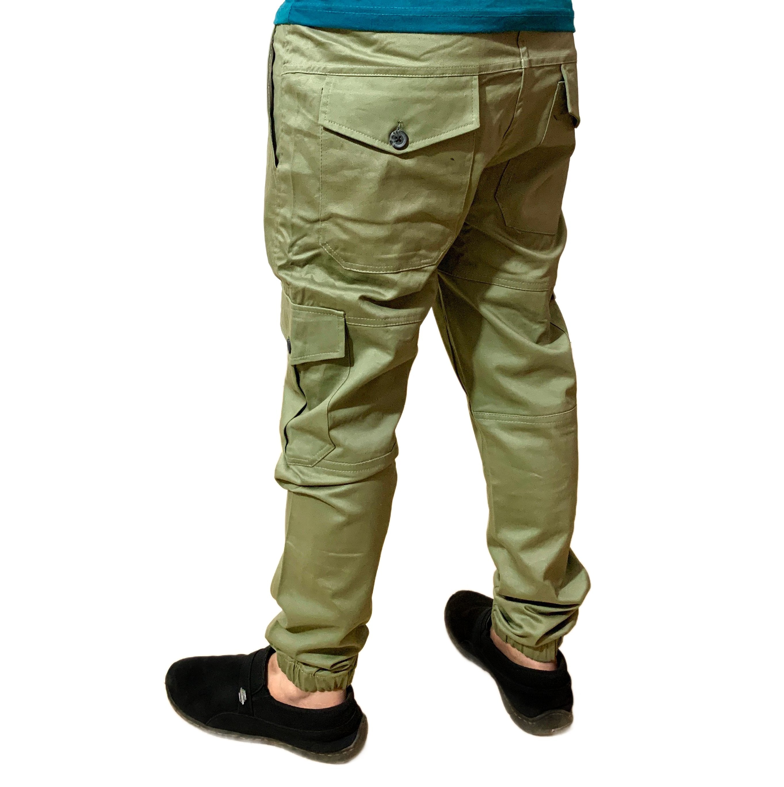 Thick Cotton Cargo Trousers 6 Pockets | Green