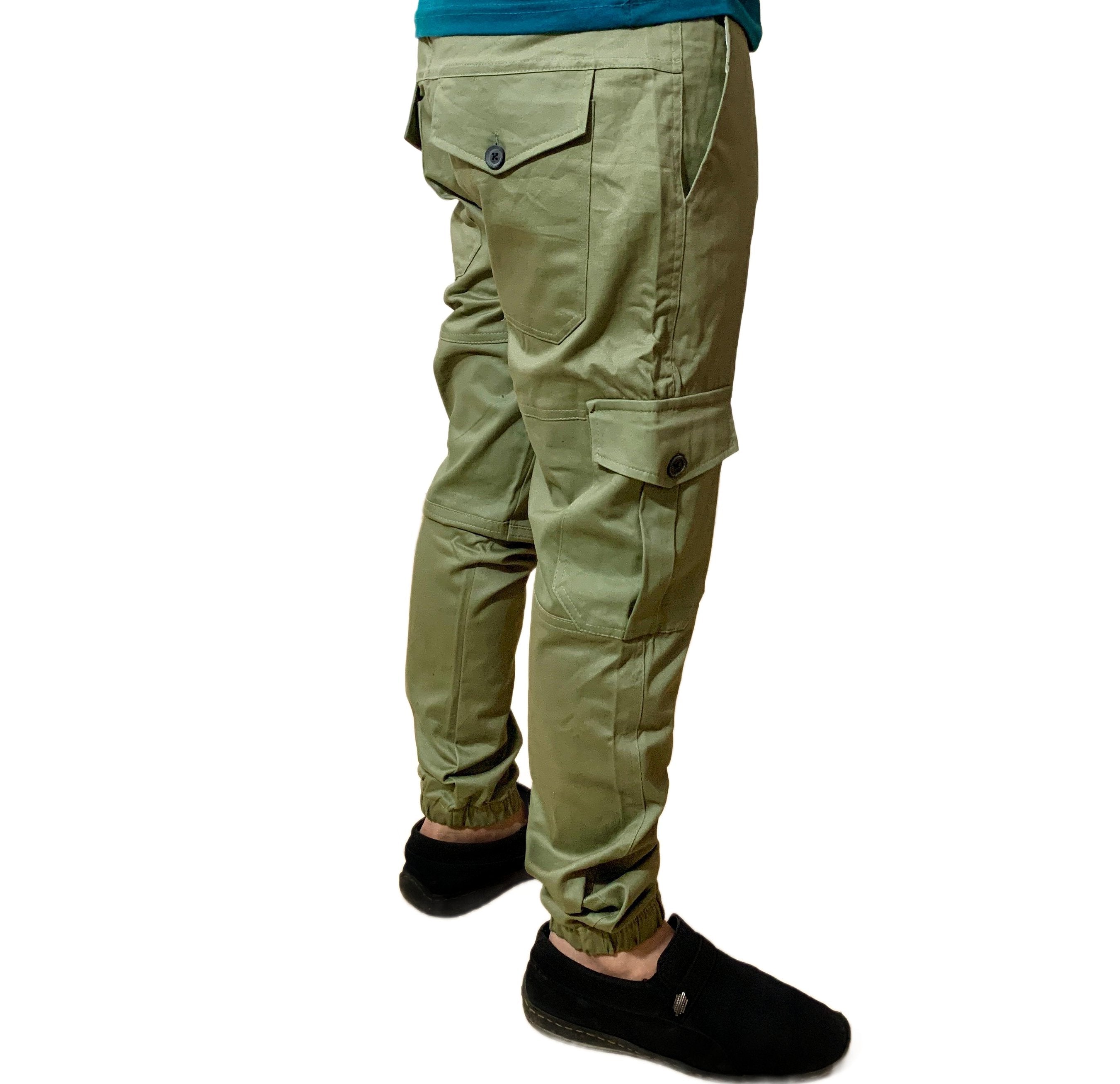 Thick Cotton Cargo Trousers 6 Pockets | Green