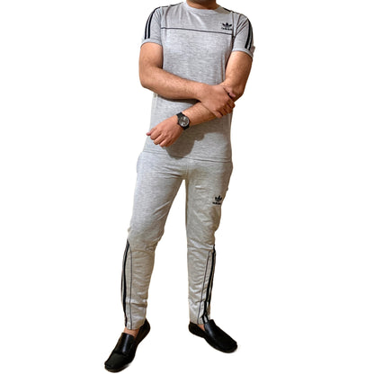 Adi Summer Terry Jersey Tracksuit | Light Grey