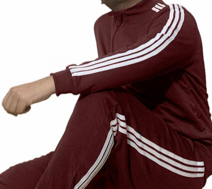 Premium Adi Zipper Tracksuit (Swiss Fabric) | Maroon