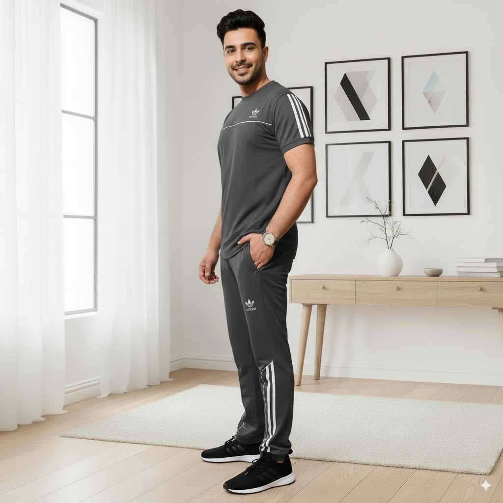 Adi Summer Terry Jersey Tracksuit | Charcoal