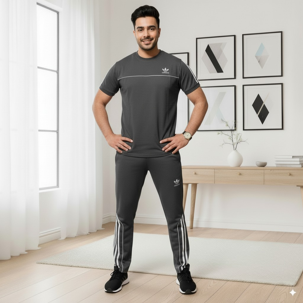 Adi Summer Terry Jersey Tracksuit | Charcoal